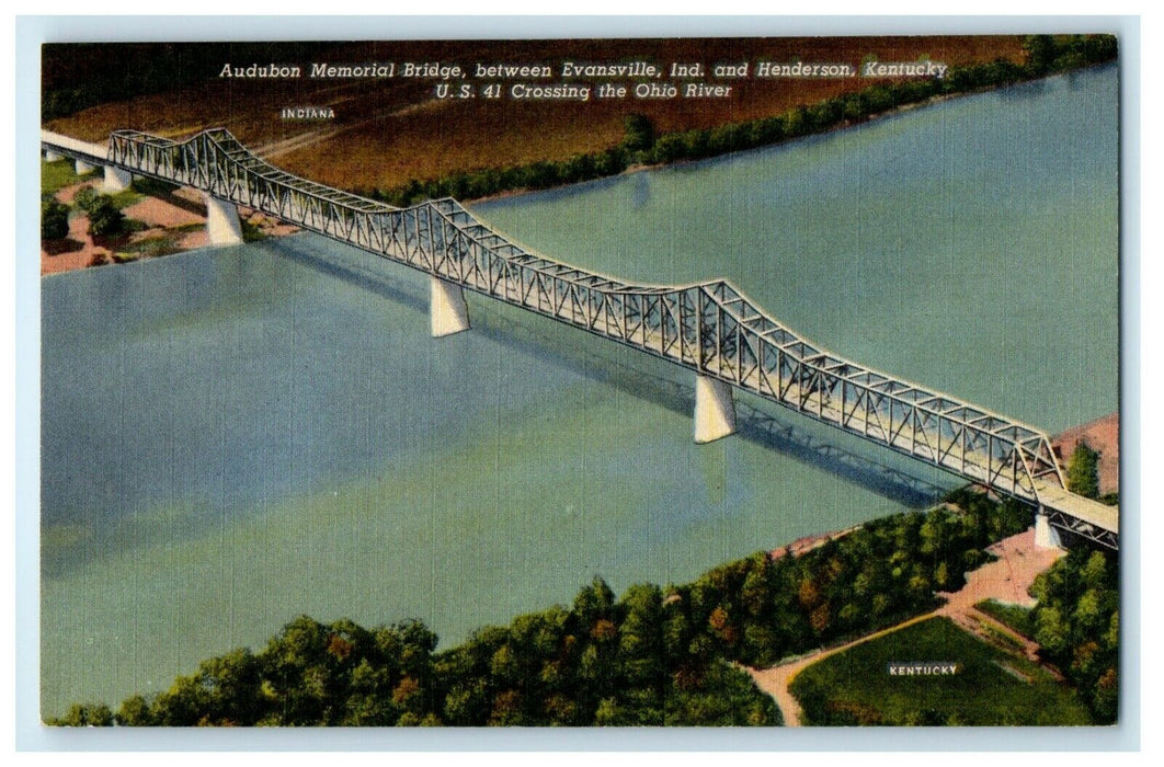 View Of Audubon Memorial Bridge Crossing The Ohio River Henderson KY Postcard