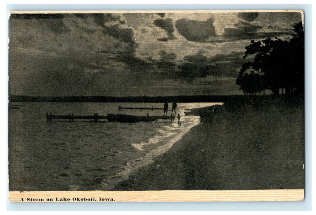 c1910 Storm on Lake Okoboji Iowa IA Unposted Antique Postcard