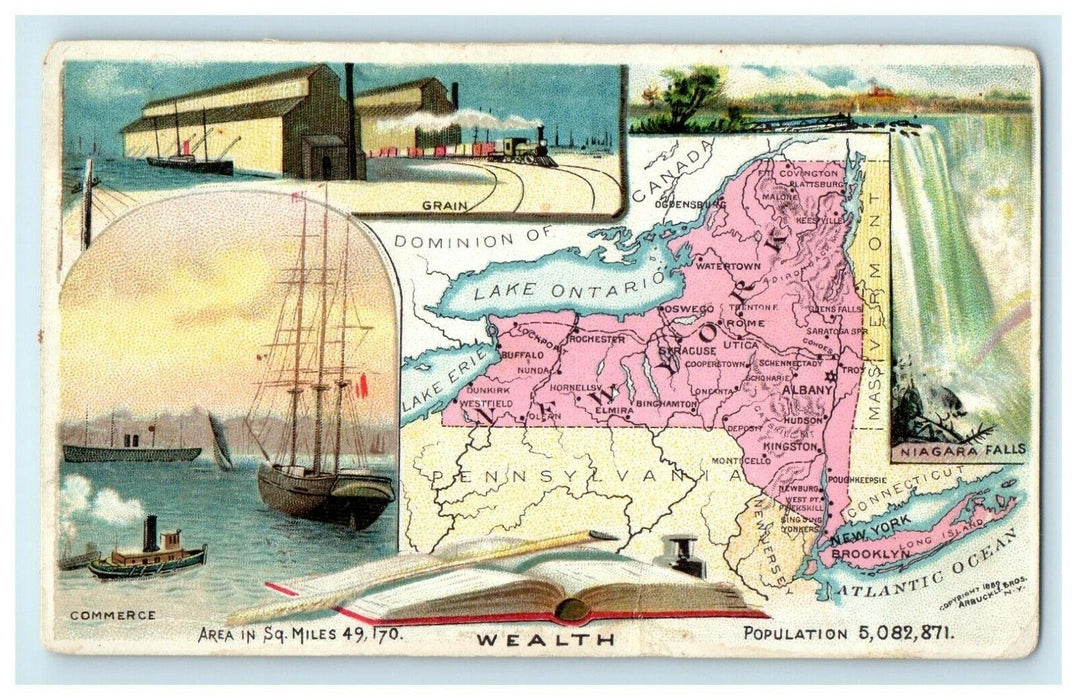1889 New York Arbuckles Ariosa Coffee Grain Niagara Lake Ontario Erie Trade Card