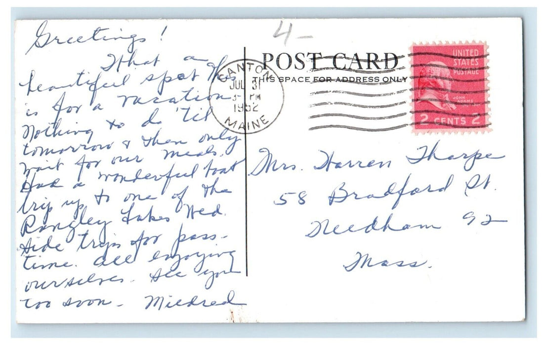 1952 A View Of Pinewood Camps Canton Maine ME Posted Vintage Postcard