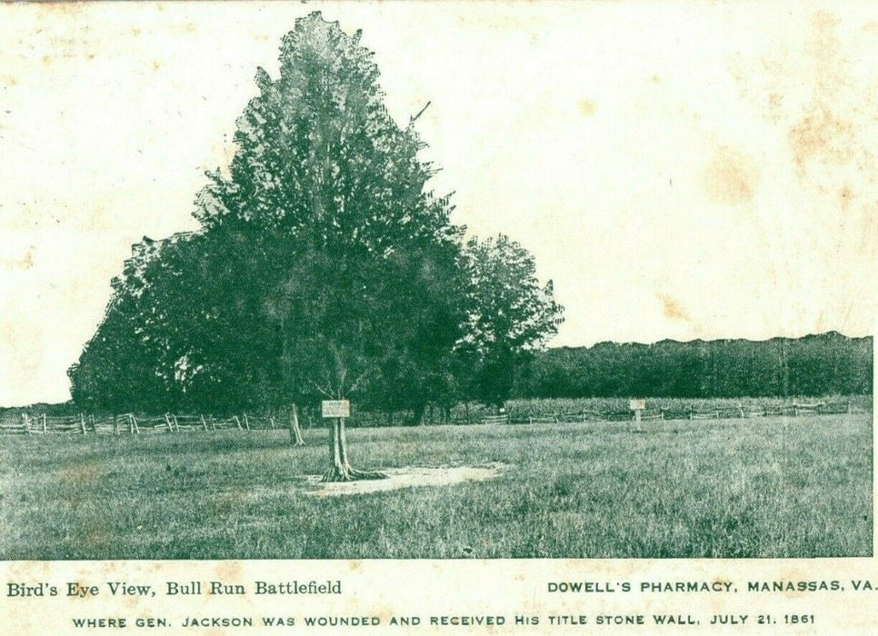 1913 Bull Run Battlefield Manassas Virginia VA General Jackson Antique Postcard