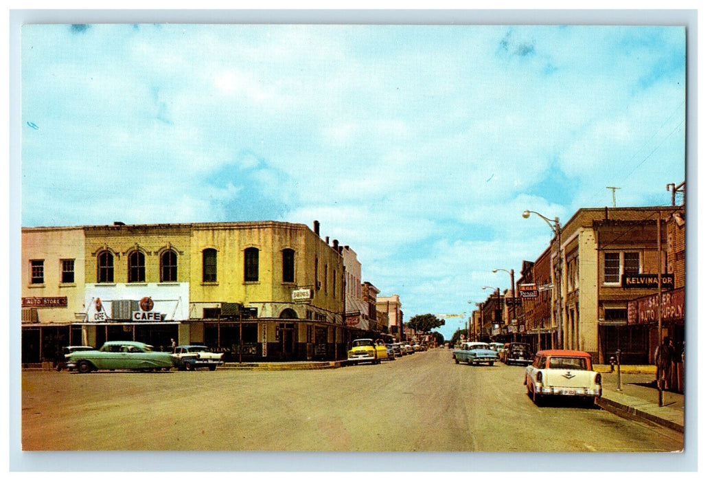 c1960s Looking West on the Main Street, San Saba Texas TX Postcard