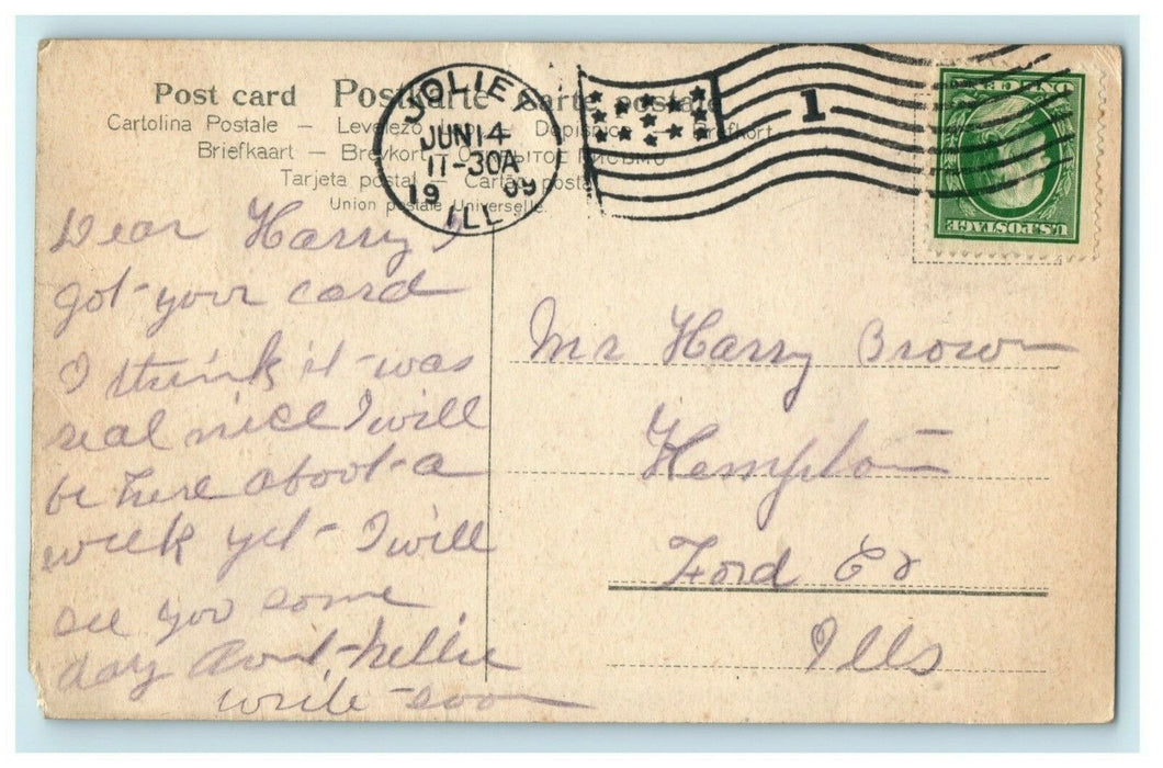 1909 Illinois State Penitentiary Men's Prison Joliet IL Posted Antique Postcard
