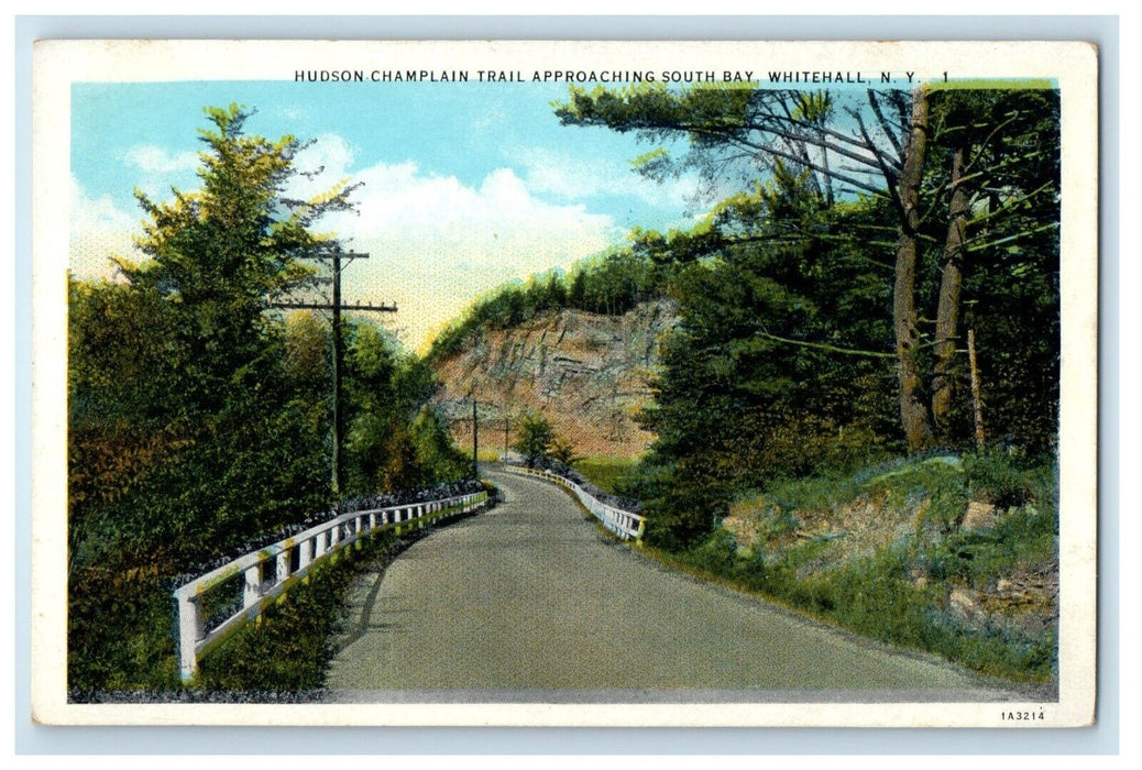 c1920 Hudson Champlain Trail Approaching South Bay Whitehall NY Postcard