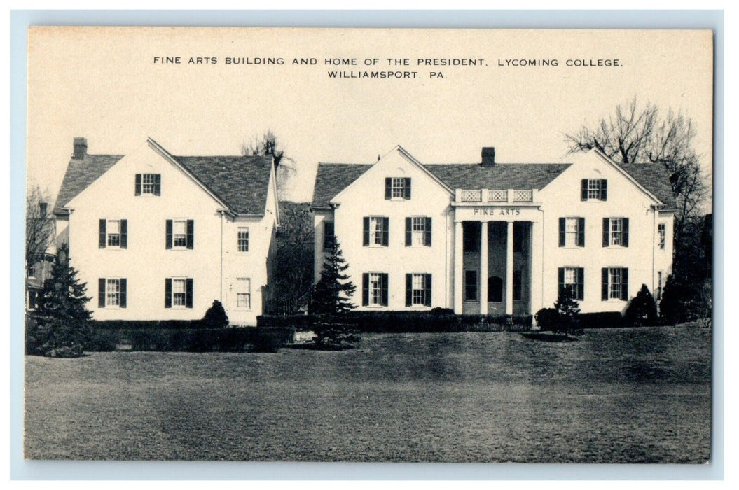 Williamsport PA, Fine Arts Building Home Of President Lycoming College Postcard