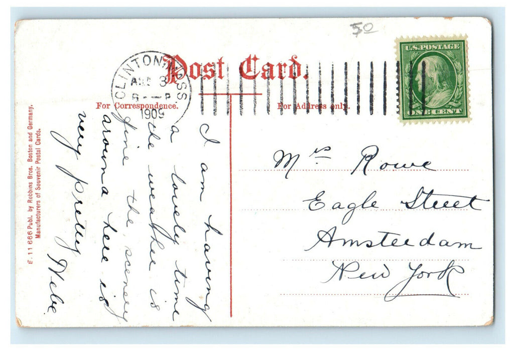 1909 B & MRR Bridge, From Dam Clinton Massachusetts MA Posted Postcard