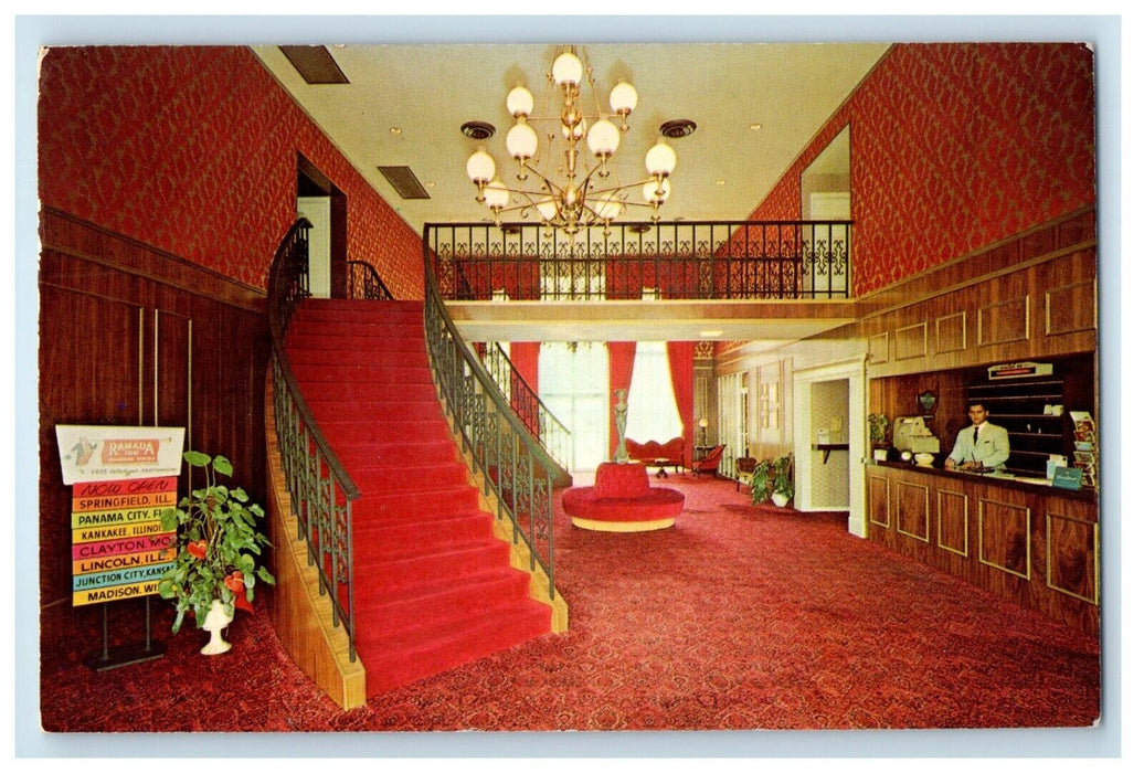 1972 The Keller Ramada Lobby Interior View Effingham Illinois IL Postcard