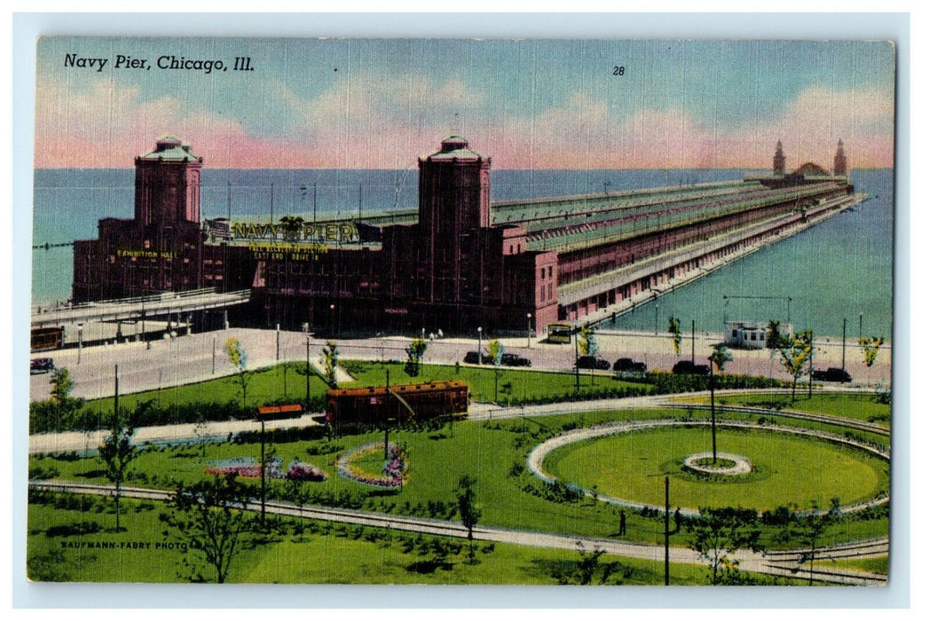 c1940's Birds Eye View Of Navy Pier Chicago Illinois IL Vintage Postcard