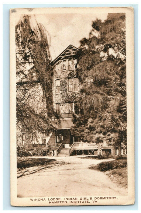 c1920 Winona Lodge Indian Girl's Dormitory Hampton Institute Virginia Postcard