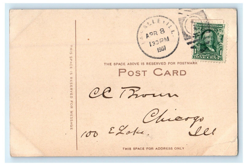 1907 View Of City Hall Building La Salle Illinois IL Posted Antique Postcard