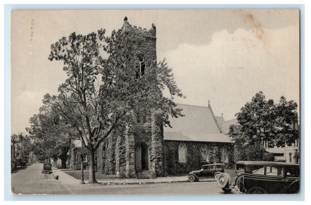 1939 Episcopal Church Street View Cars Bloomsburg Pennsylvania PA Postcard