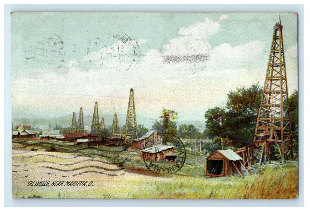 1909 Chattanooga TN Oil Wells Near Marietta Ohio OH Posted Antique Postcard