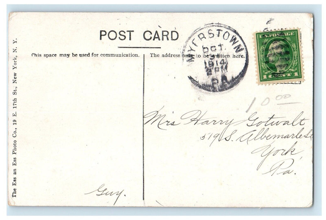1914 View Of U. E. Church Myerstown Pennsylvania PA Posted Antique Postcard