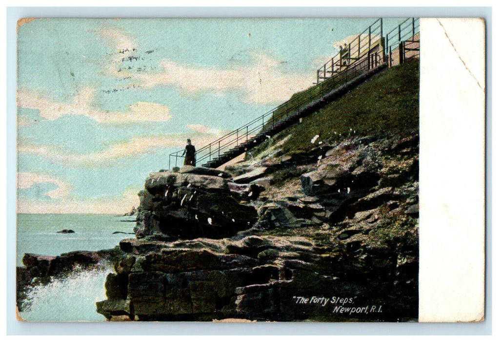 1909 Sea View, The Forty Steps, Newport Rhode Island RI Posted Postcard