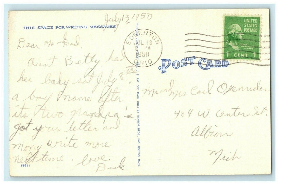 1950 Greetings From Edgerton Ohio OH Cows Posted Vintage Postcard