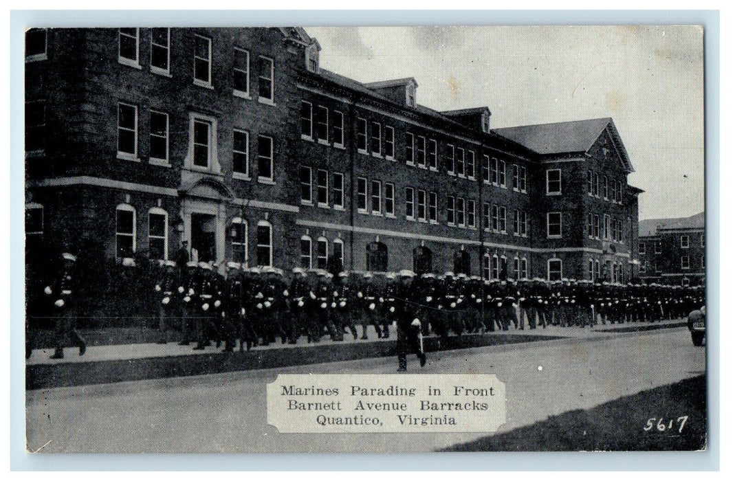 Marines Parading Front Barnett Avenue Barracks Quantico Virginia VA Postcard