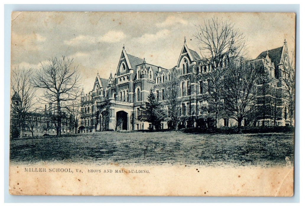 1906 Shops Main Building Miller School Virginia VA Tuck Charlottesville Postcard