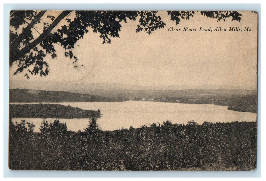 1926 Clear Water Pond, Allen Mills, Maine ME Posted Vintage Postcard