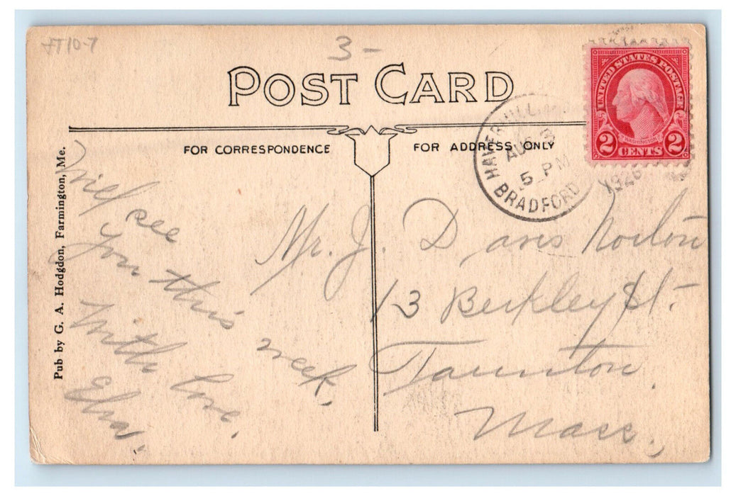 1926 Clear Water Pond, Allen Mills, Maine ME Posted Vintage Postcard
