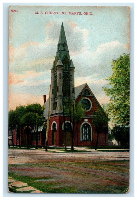 c1910's Street View Of M.E. Church St. Mary's Ohio OH Unposted Antique Postcard