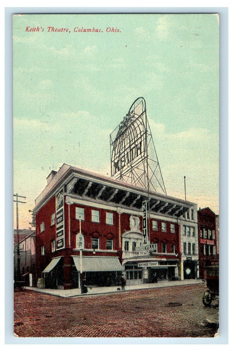 1914 Keith's Theater Street View Columbus Ohio OH Posted Vintage Postcard