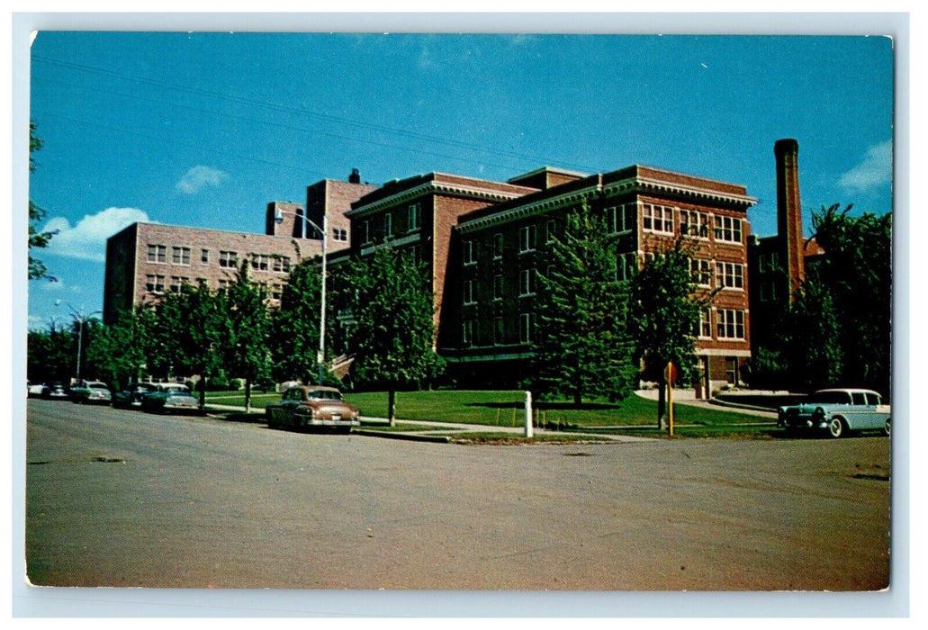 c1950'S St. Alexius Hospital Building Cars Bismarck North Dakota ND Postcard