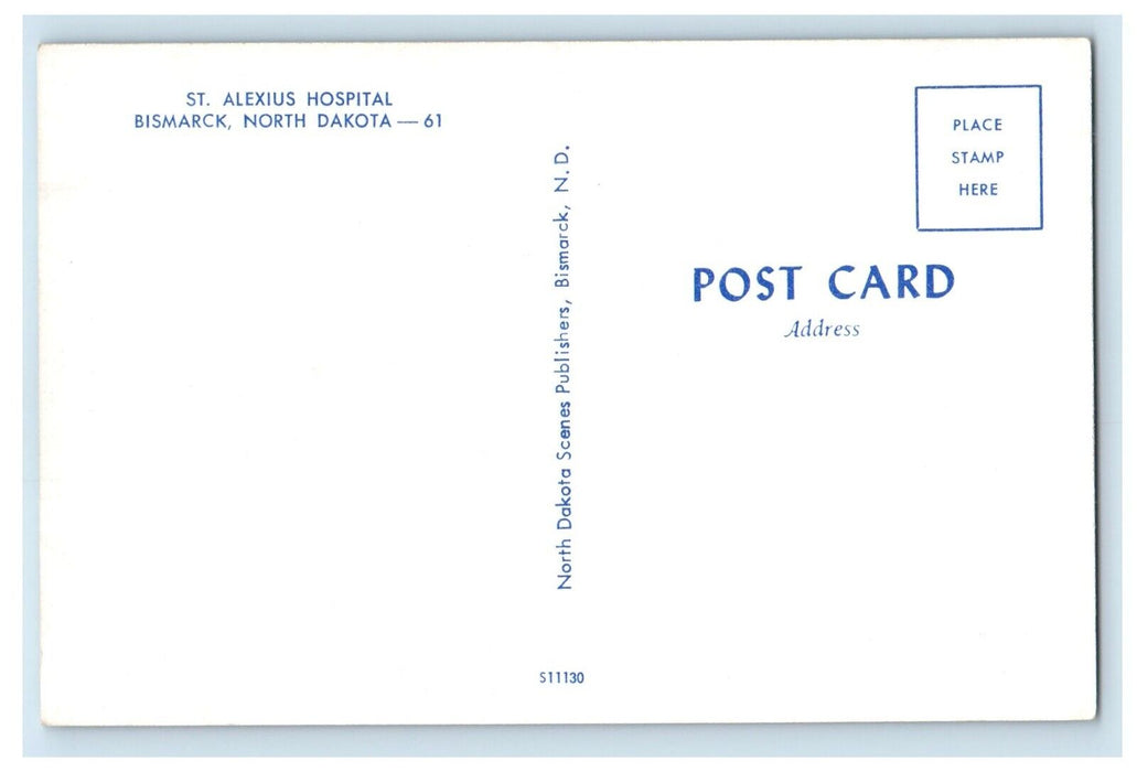 c1950'S St. Alexius Hospital Building Cars Bismarck North Dakota ND Postcard
