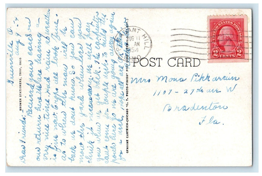 1954 First M.E. Church Street View Troy Ohio OH Unposted Vintage Postcard