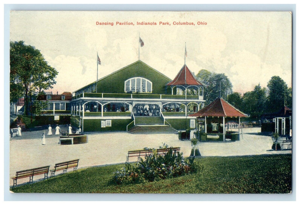 1915 Dancing Pavilion Indianola Park Columbus Ohio OH Posted Antique Postcard