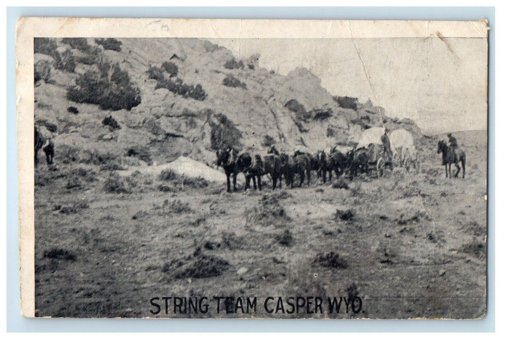 1907, Riding Horses, String Team, Casper Wyoming WY Antique Posted Postcard