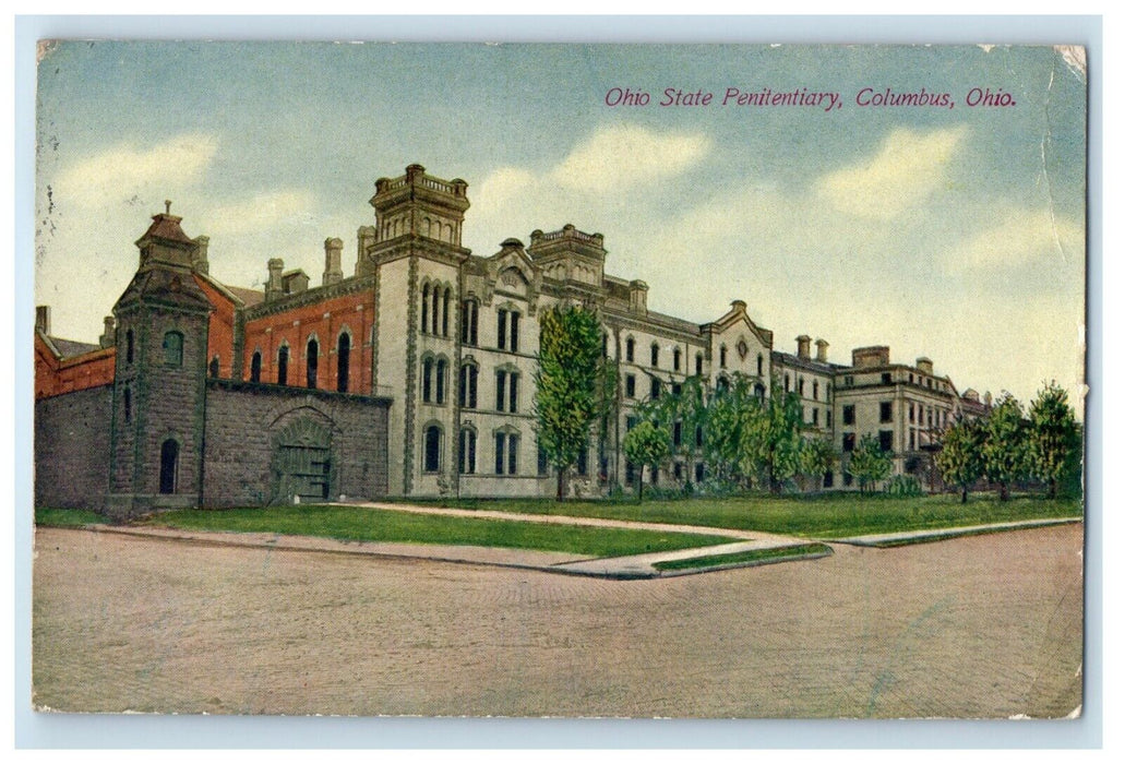 c1910's Ohio State Street View Penitentiary Columbus OH Posted Antique Postcard