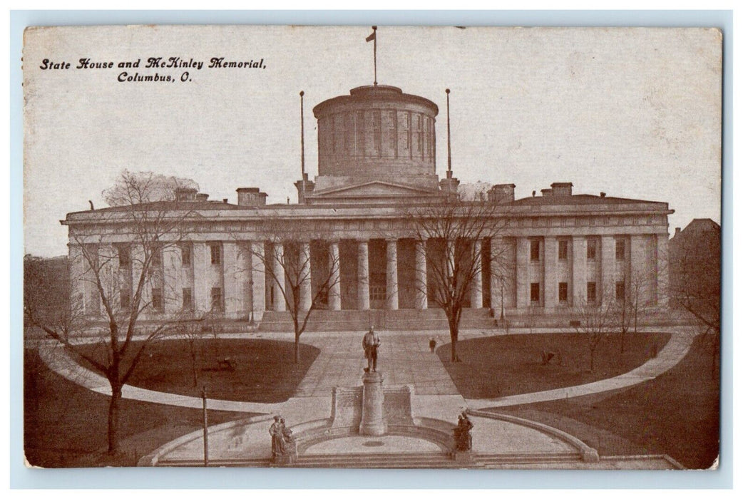 c1910's State House And McKinley Memorial Columbus Ohio OH Antique Postcard