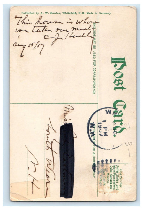1907 Overlook House, Whitefield New Hampshire NH Antique Posted Postcard