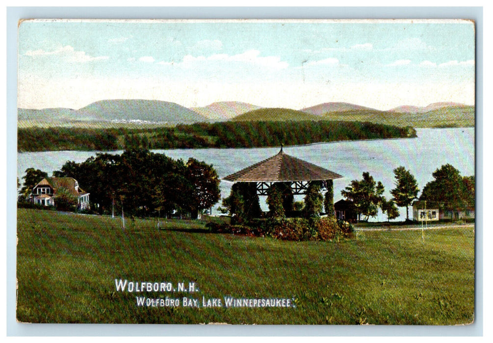 1909 Lake Winnepesaukee, Wolfboro Bay Wolfboro NH Wolfboro Falls NH Postcard