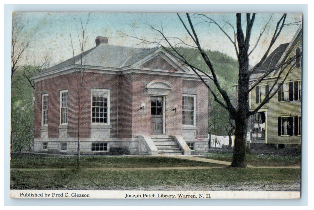 c1910 Joseph Patch Library Warren New Hampshire NH Unposted Antique Postcard