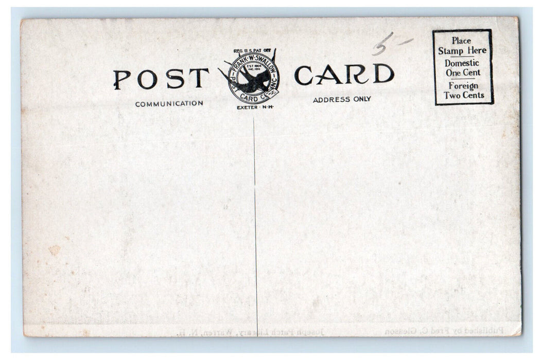 c1910 Joseph Patch Library Warren New Hampshire NH Unposted Antique Postcard
