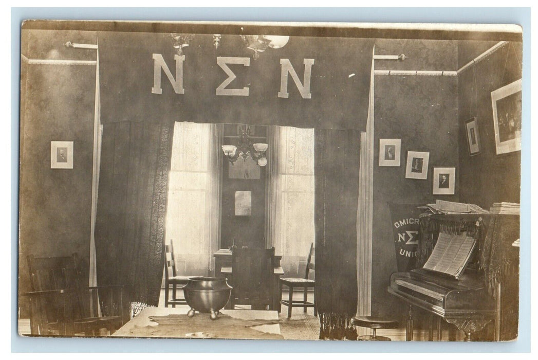 Medical College Fraternity House Interior Albany NY Pennant RPPC Photo Postcard