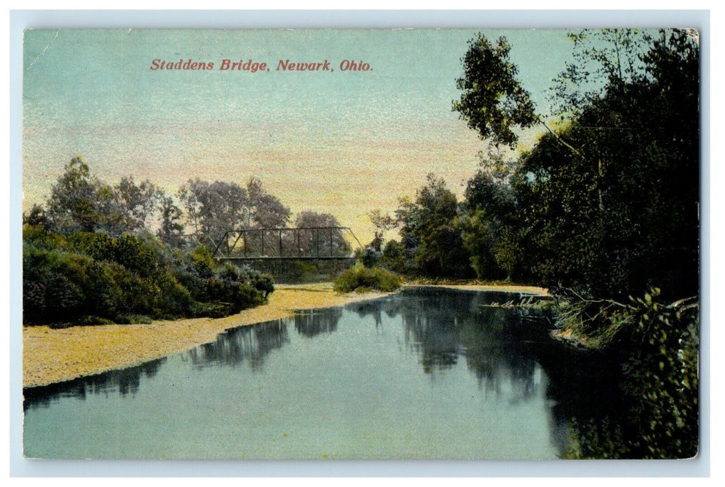 1912 A View Of Staddens Bridge And River Newark Ohio OH Posted Antique Postcard