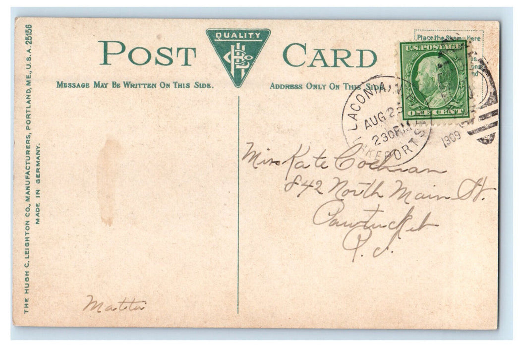 1909 Rattlesnake Island and Lake Shore Lake Winnepesaukee NH Antique Postcard