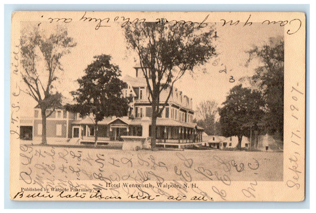 1907 Hotel Wentworth Walpole New Hampshire NH Keene NH Posted Postcard
