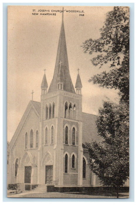 Woodsville New Hampshire NH, St. Josephs Church Street View Unposted Postcard