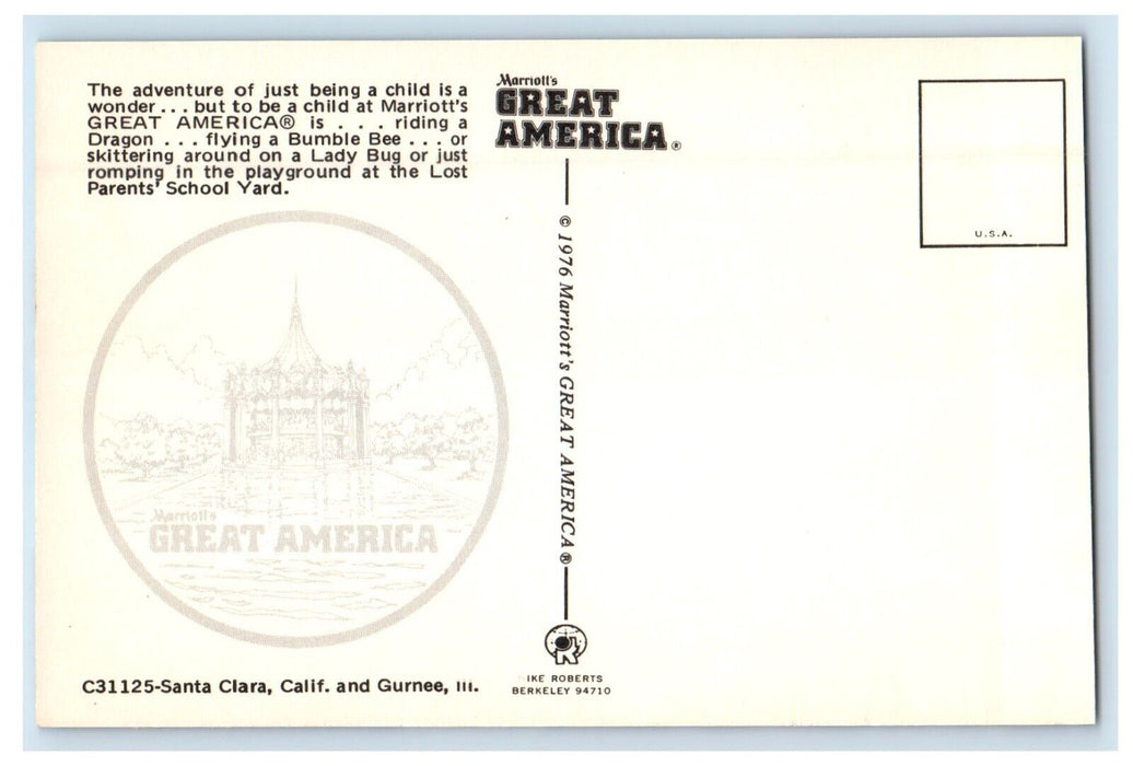 Marriott's Great America Amusement Rides Gurnee Illinois IL Vintage Postcard