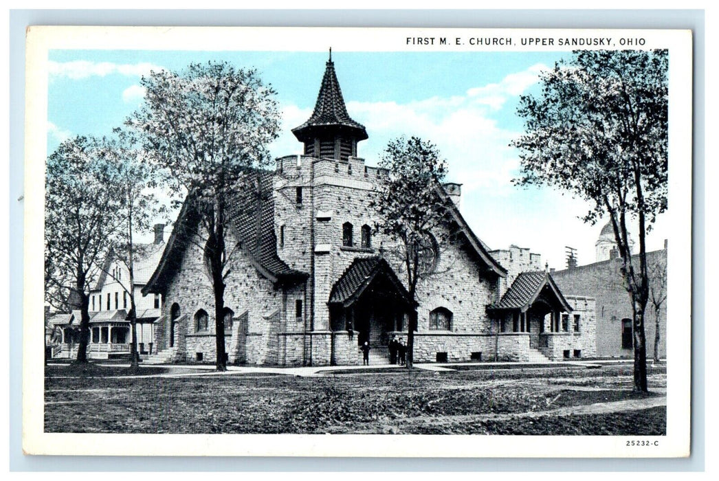 c1930's First M.E. Church Upper Sandusky Ohio OH Unposted Vintage Postcard