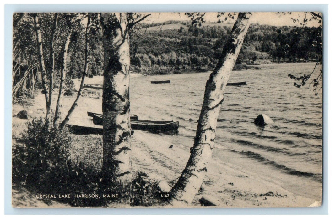 View Of Crystal Lake Boat Scene Harrison Maine ME Unposted Vintage Postcard