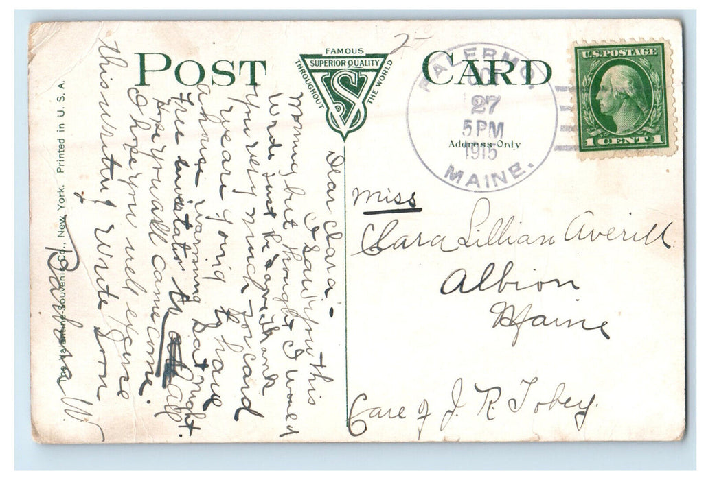 1915 Public Library Augusta Maine ME Palermo Maine ME Antique Posted Postcard