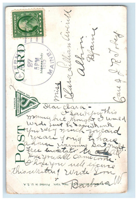1915 Public Library Augusta Maine ME Palermo Maine ME Antique Posted Postcard