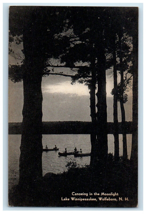 Canoeing In The Moonlight Lake Winnipesaukee Wolfeboro New Hampshire NH Postcard
