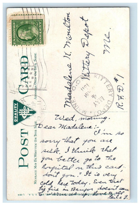 1911 Augusta General Hospital Augusta Maine ME Kittery Depot Maine ME Postcard