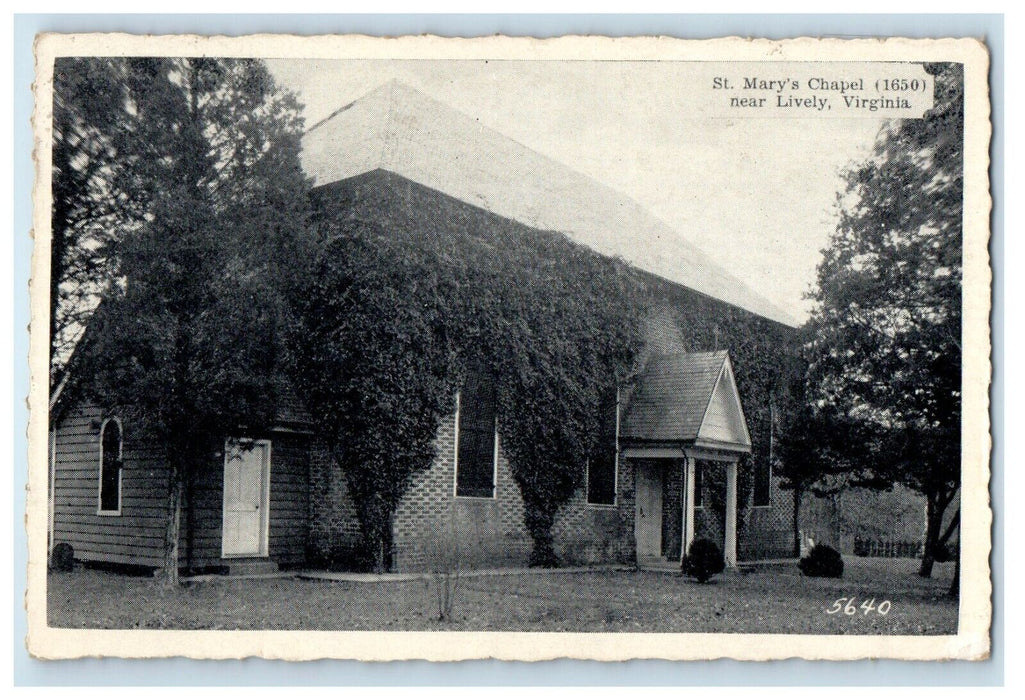 1943 St. Mary's Chapel Street View Lively Virginia VA Posted Vintage Postcard