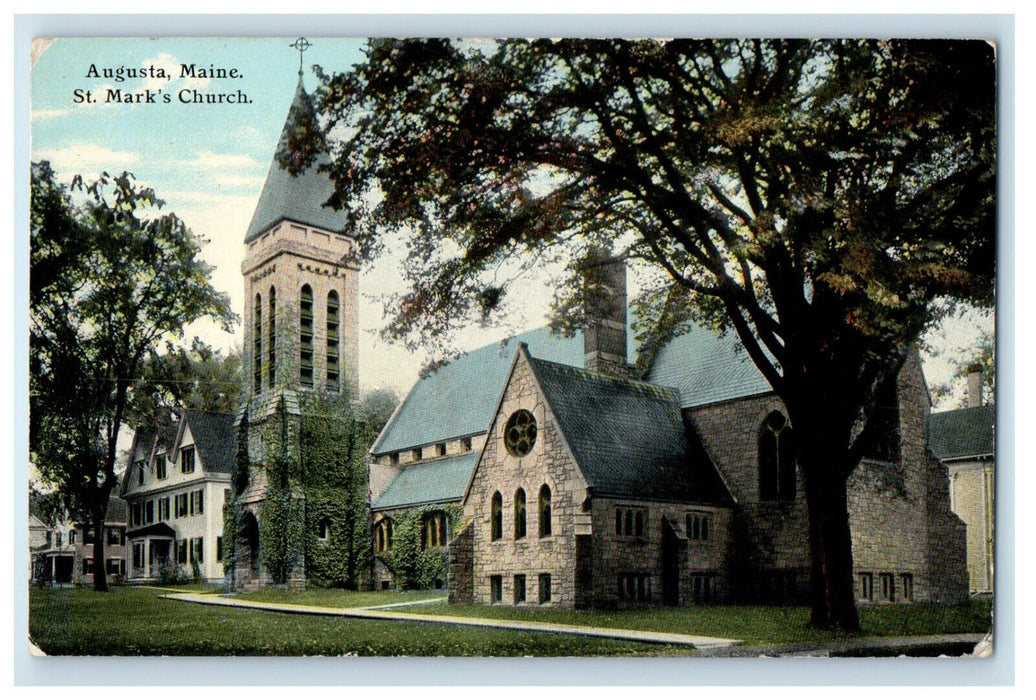 1914 St. Mark's Church, Augusta Maine ME Posted Antique Postcard